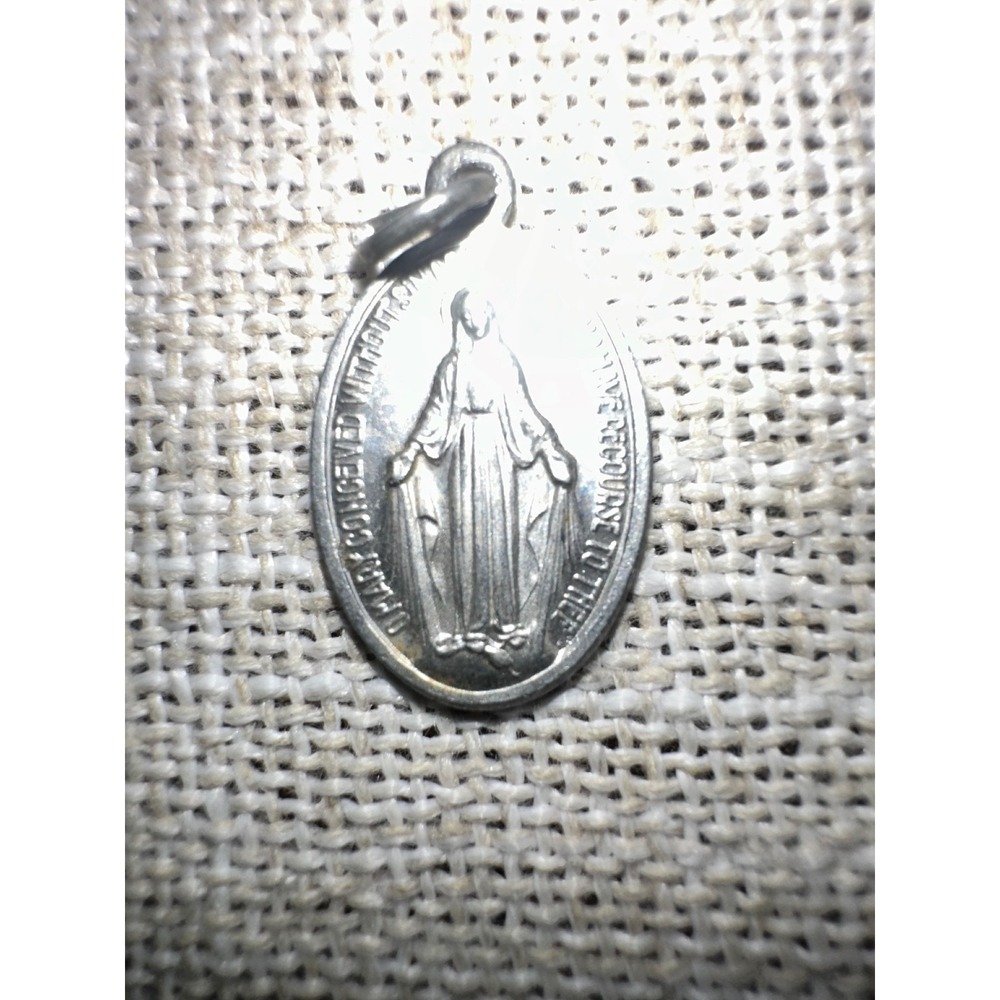 Vintage French Miraculous Medal Pendant Mary Conceived Without Sin Catholic